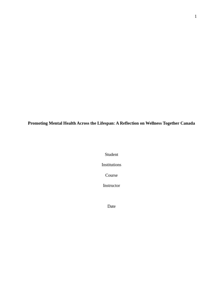 Promoting Mental Health Across The Lifespan | PDF | Mental Health ...