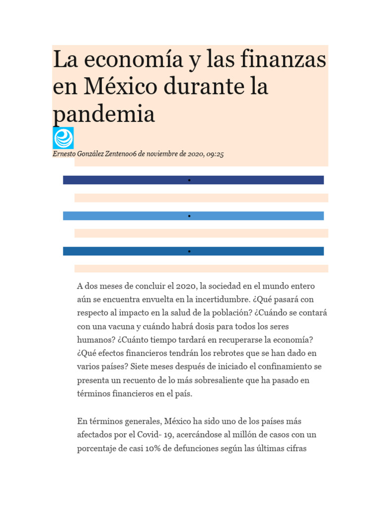La Economía y Las Finanzas en México Durante La Pandemia | PDF | La ...