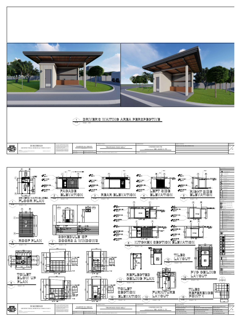 Driver's Waiting Area Design Plans | PDF | Tile | Wall