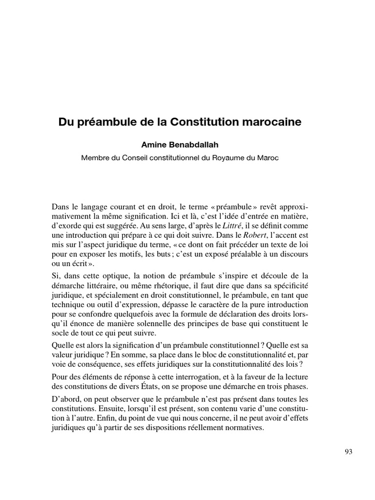 Importance du préambule constitutionnel | PDF | Constitution | Droits ...
