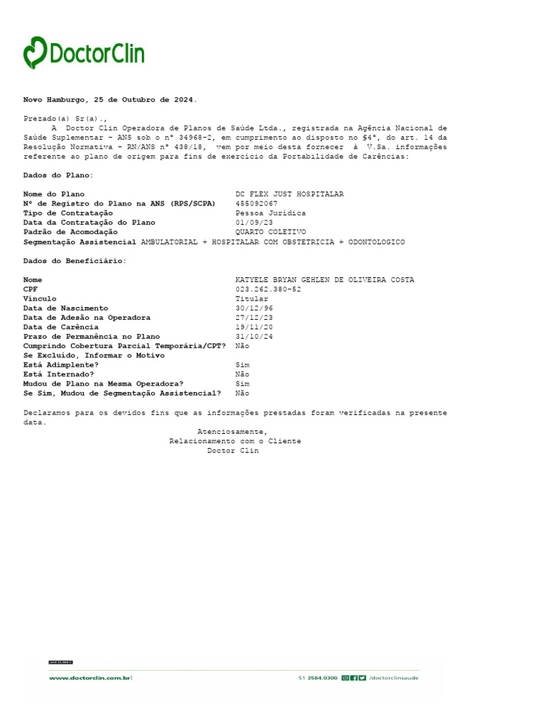 Portabilidade de Carências - DC Flex Just | PDF | Finanças e ...