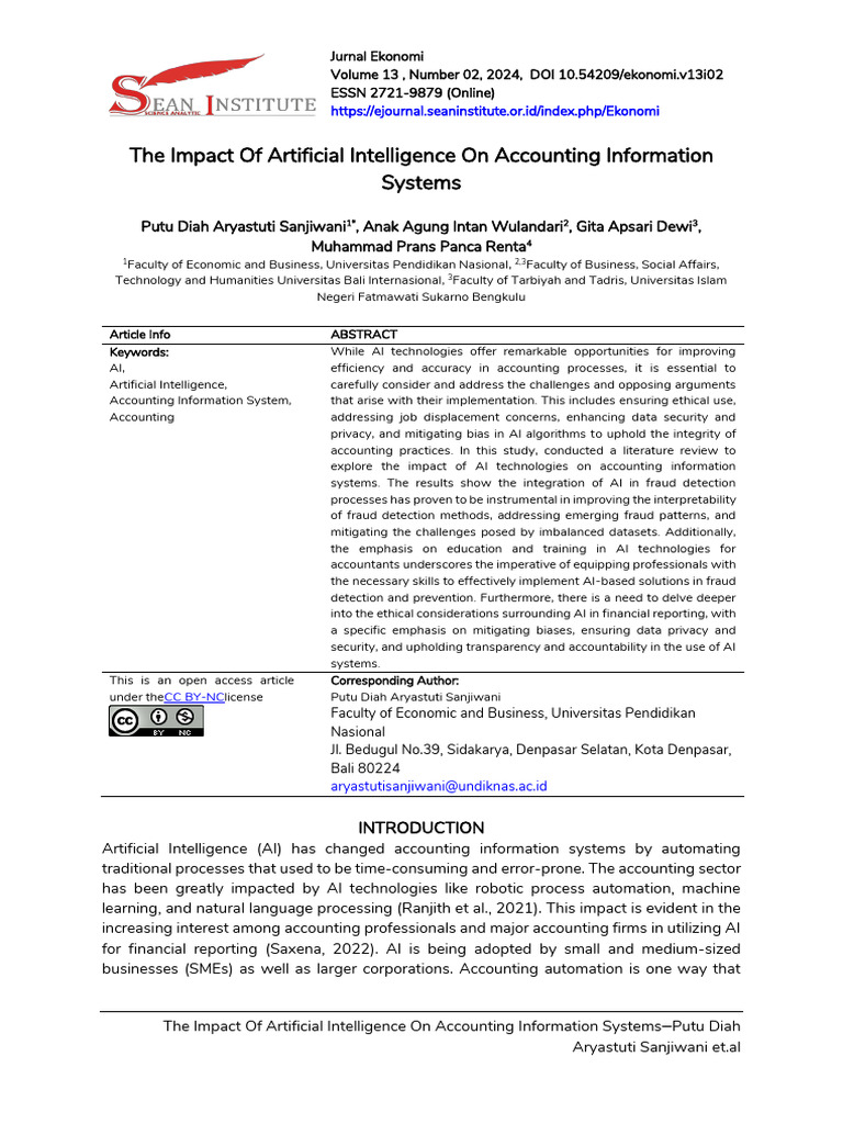 AI's Impact on Accounting Systems | PDF | Artificial Intelligence ...