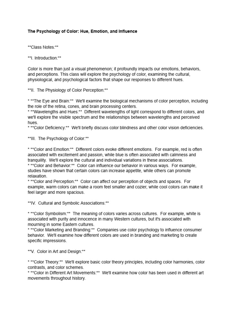 The Psychology of Color - Hue, Emotion, and Influencen | PDF | Color ...