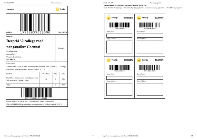 Shipping Label Instructions for Vinted | PDF