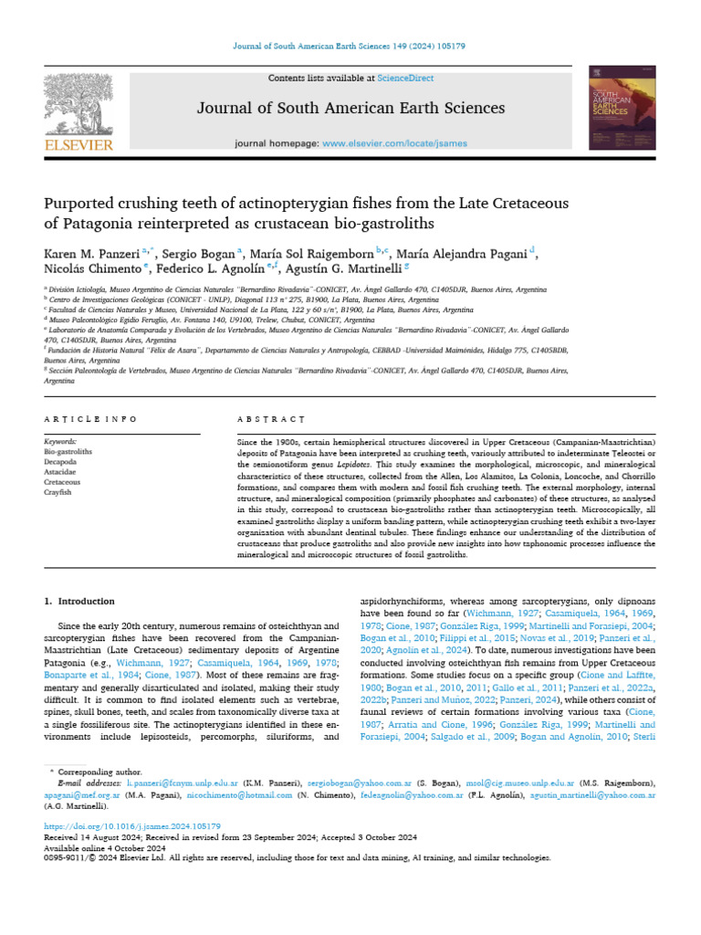 Journal o South American Earth Sciences | PDF | Dentin | Tooth