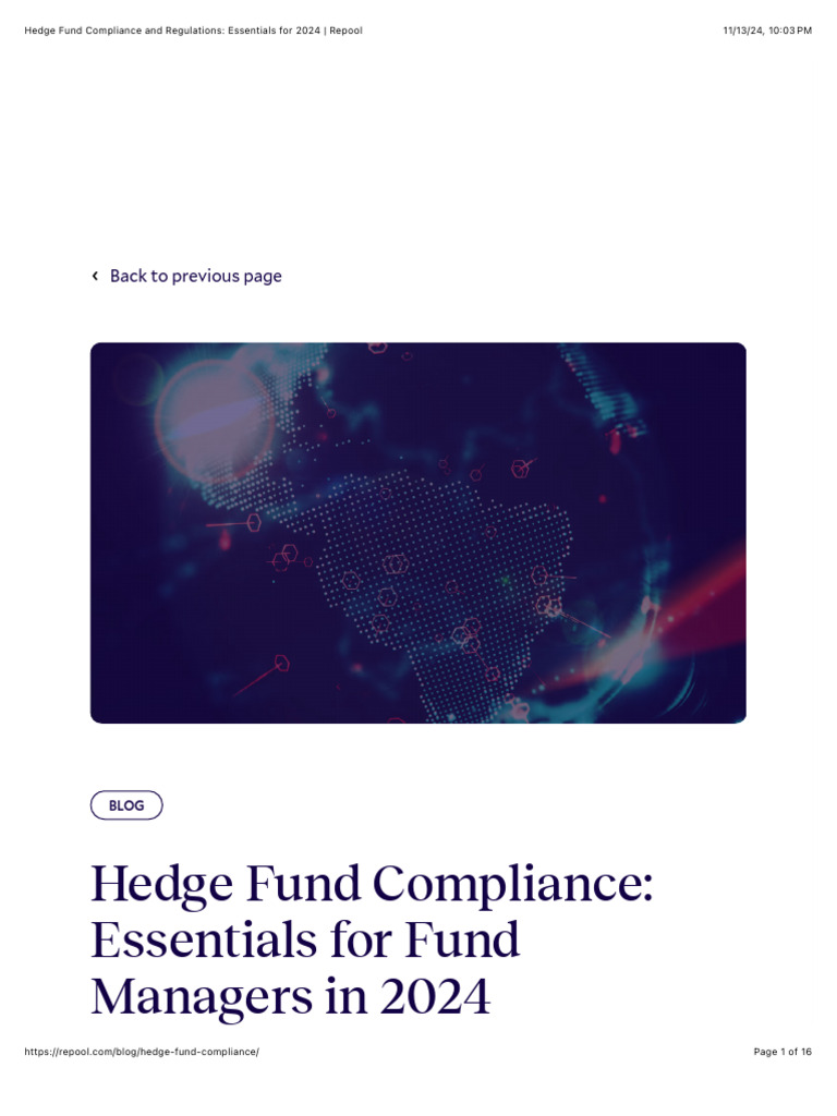 Hedge Fund Compliance and Regulations: Essentials For 2024 - Repool ...