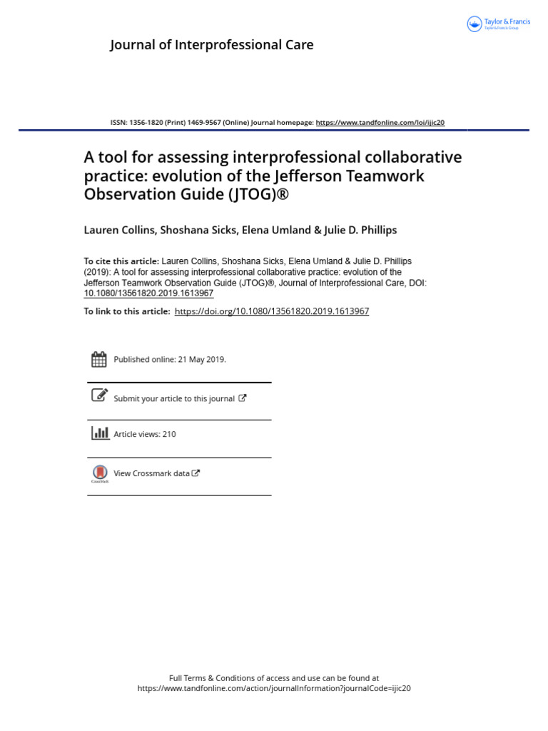 A Tool For Assessing Interprofessional Collaborative Practice ...