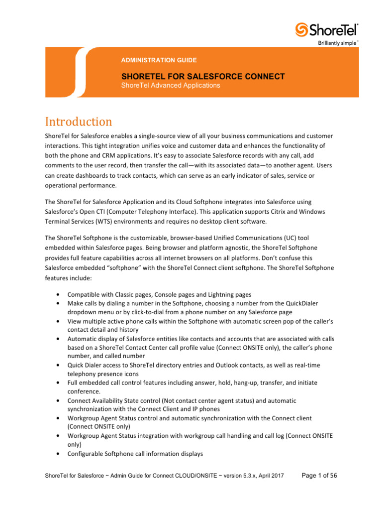 ShoreTel for Salesforce Admin Guide | PDF | Safari (Web Browser ...