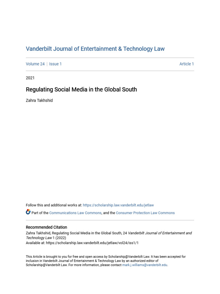 Regulating Social Media in The Global South | PDF | Facebook | Social Media