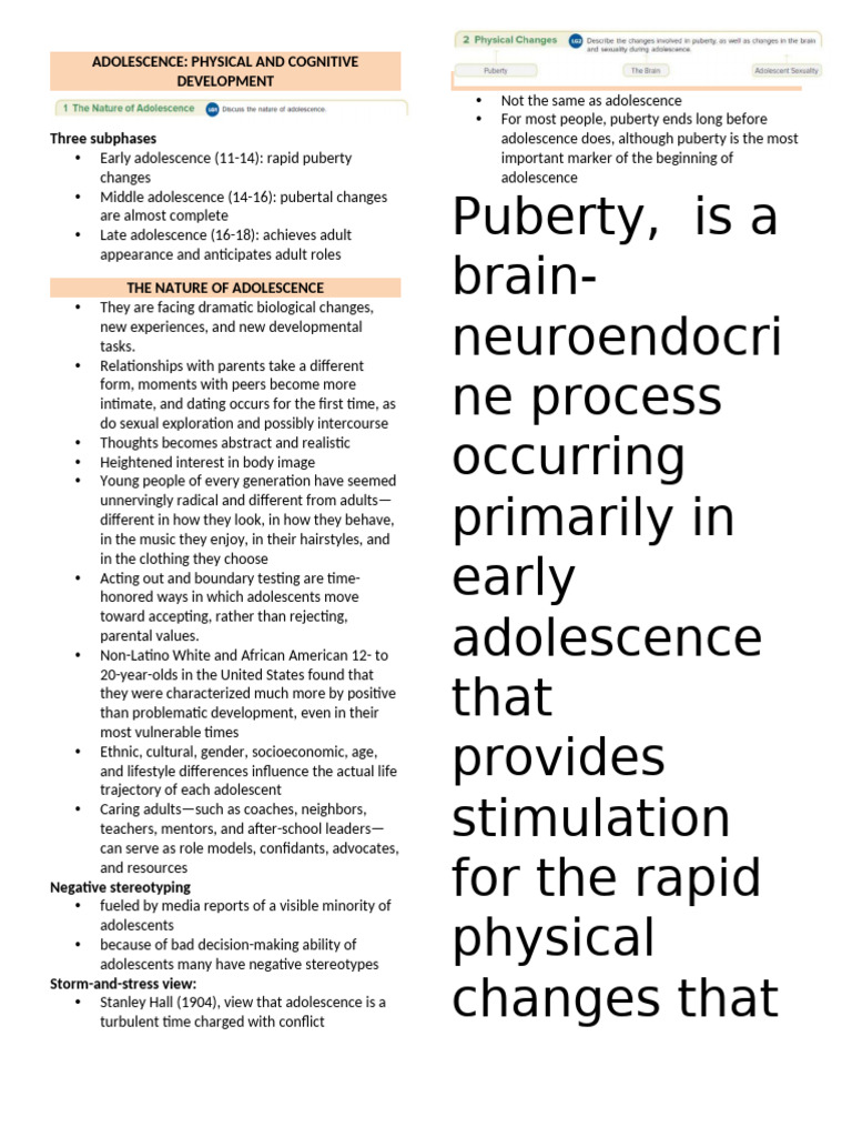 psydev_notes | PDF | Adolescence | Puberty