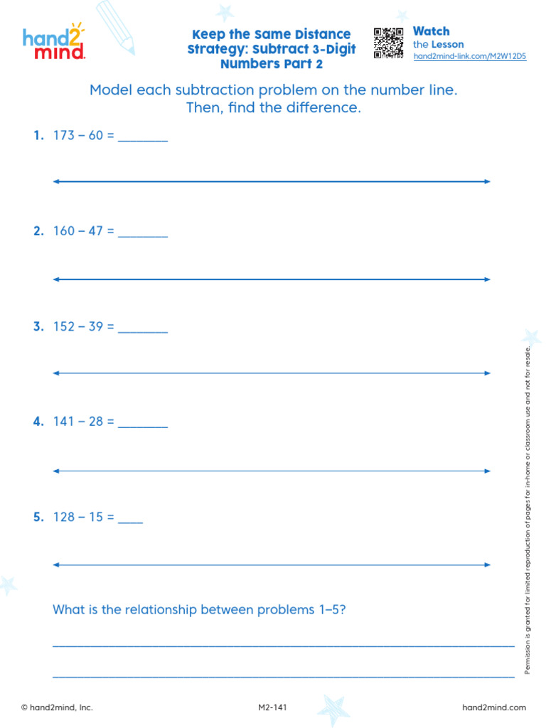 Grade 2 Math Keep The Same Distance Strategy Subtract 3 Digit Numbers ...