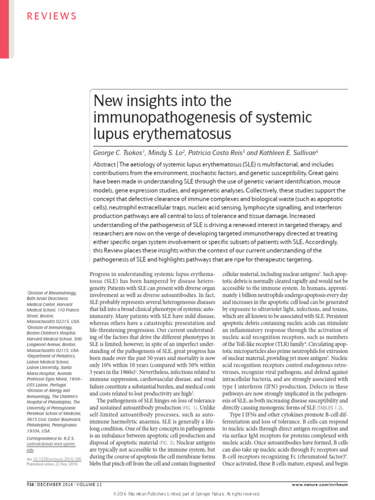 Immunopathogenesis of Systemic Lupus Erythematosus | PDF | Interferon ...