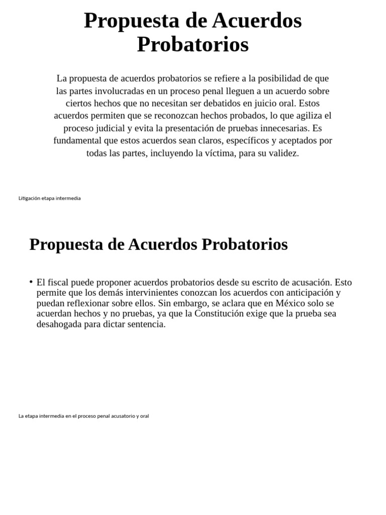 Propuesta de Acuerdos Probatorios Penales | PDF | Derecho