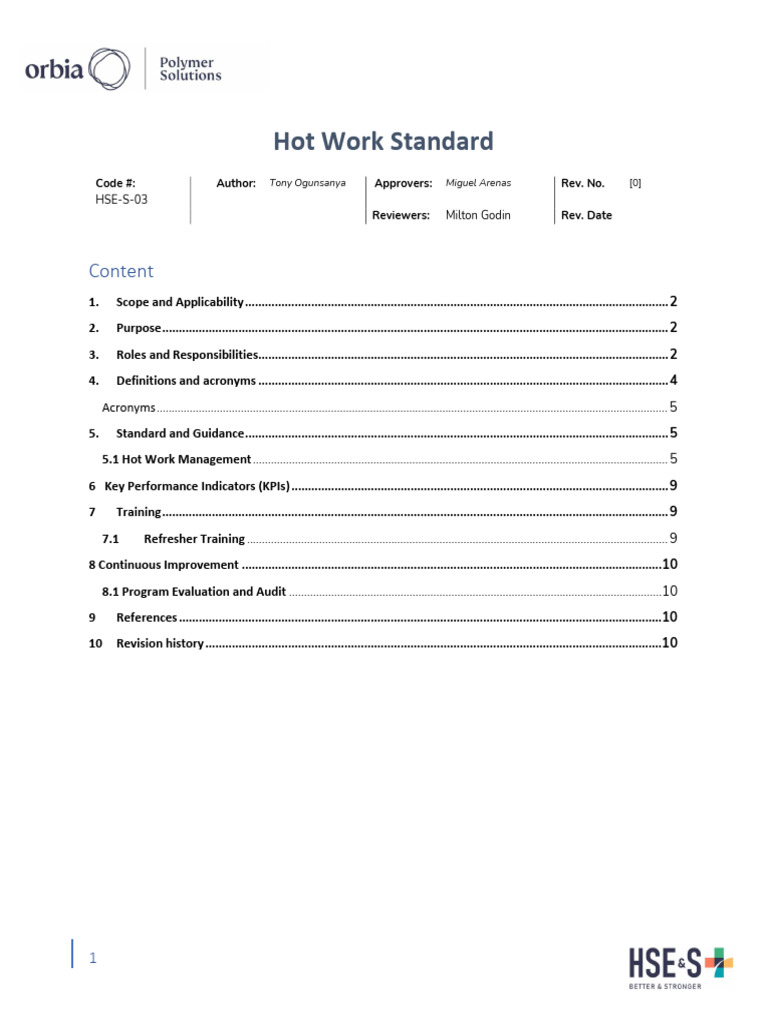 Hot Work Safety Standard Overview | PDF | Fires | Welding