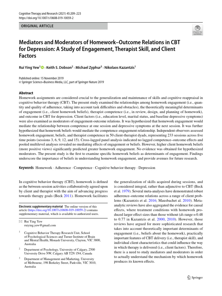 CBT For Depression | PDF | Cognitive Behavioral Therapy | Psychotherapy