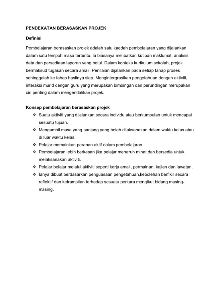 Pendekatan Berasaskan Projek Pdf