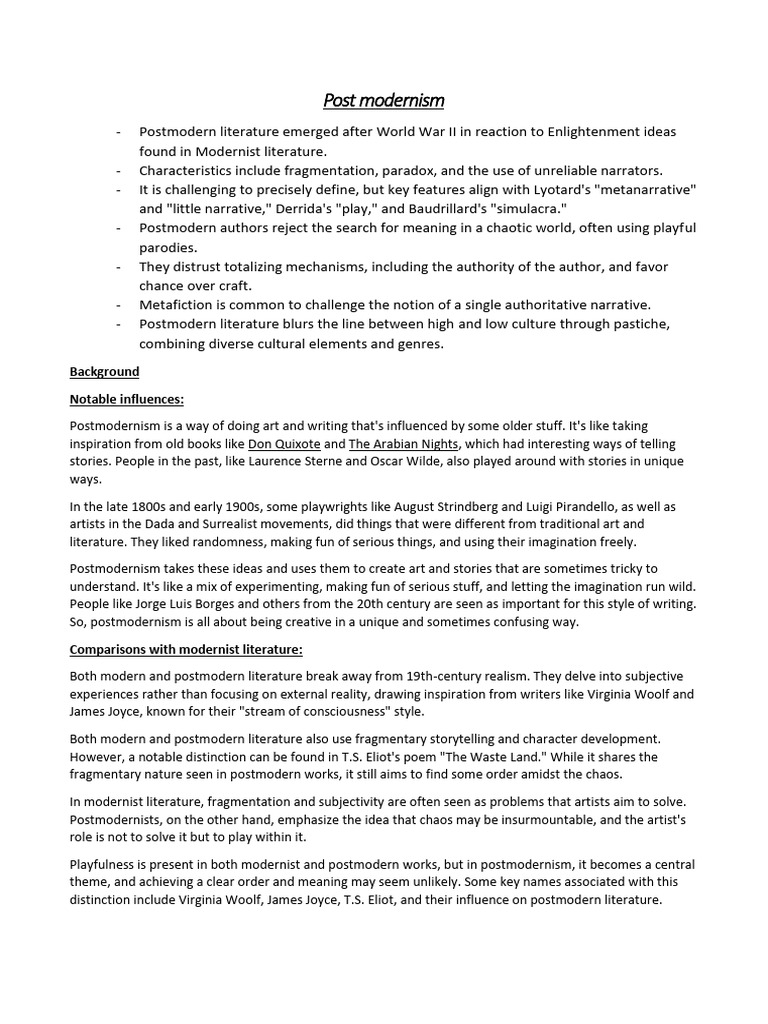 Post Modernism | PDF | Postmodern Literature | Postmodernism
