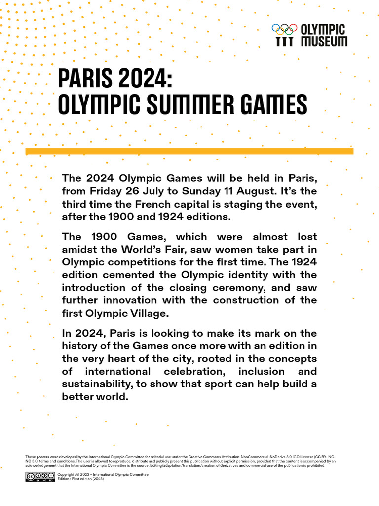 The Olympic Games Paris 2024 en | PDF | Multi Sport Events | Olympic Games