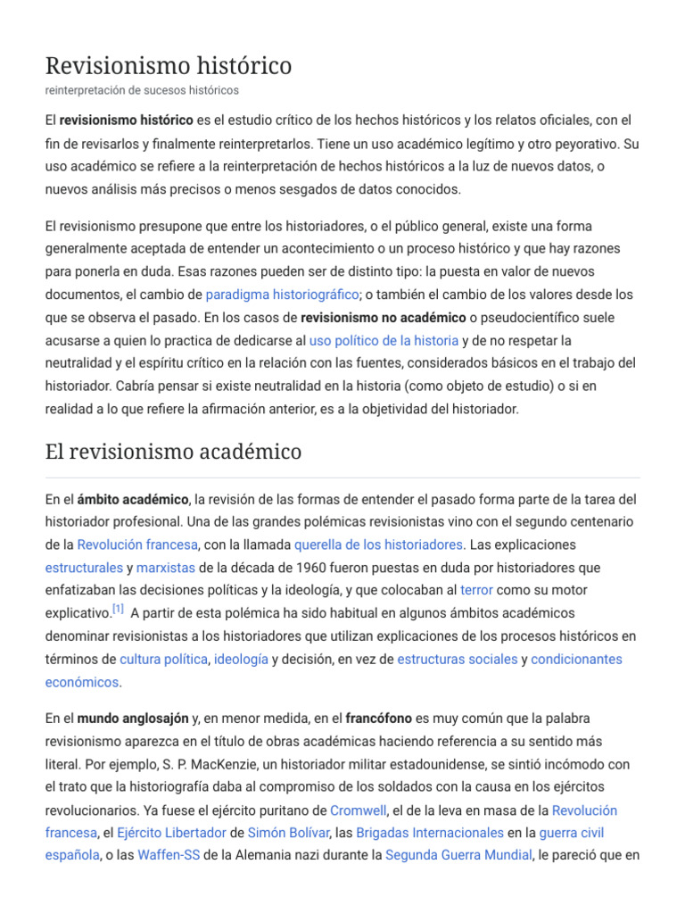 Qué es el revisionismo histórico | PDF