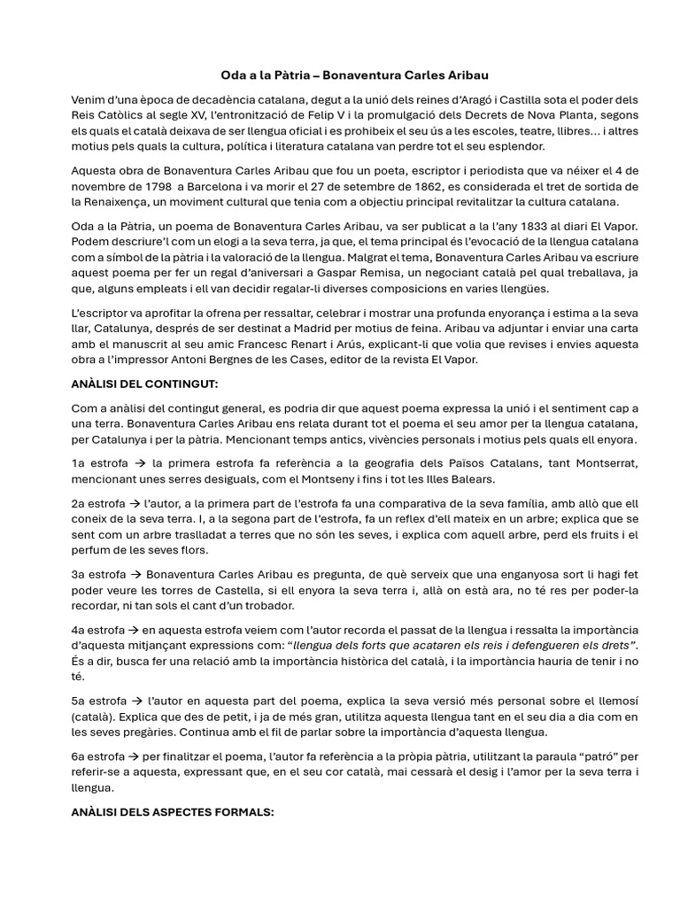 Oda A La Pàtria PDF | PDF