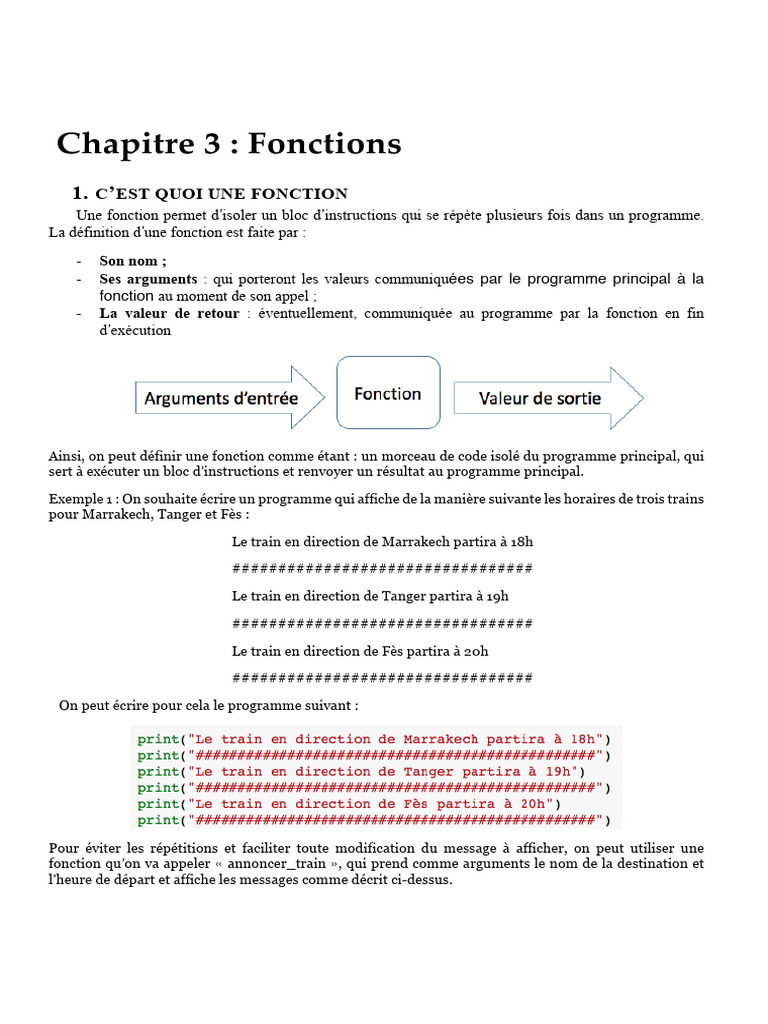 Introduction aux Fonctions en Python | PDF | Programme informatique ...