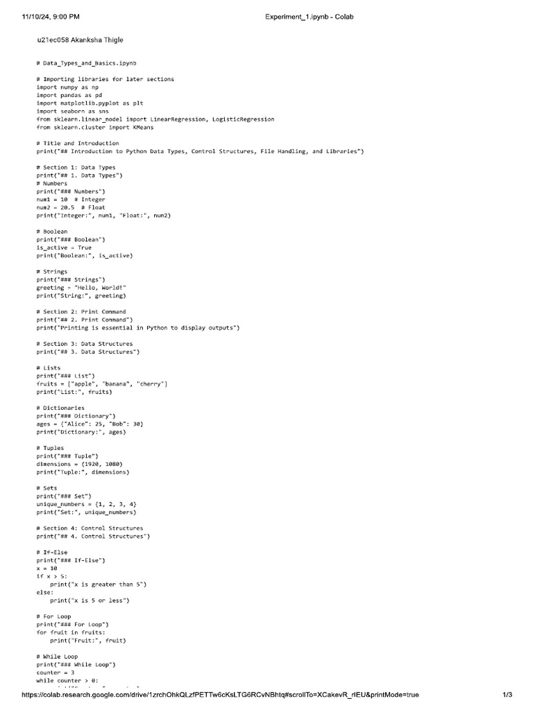 Experiment 1 | PDF