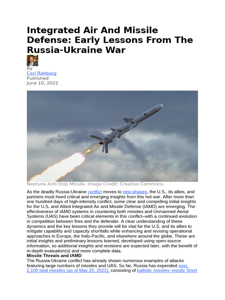 Integrated Air and Missile Defense - Lessons From UKR-RUS | PDF ...