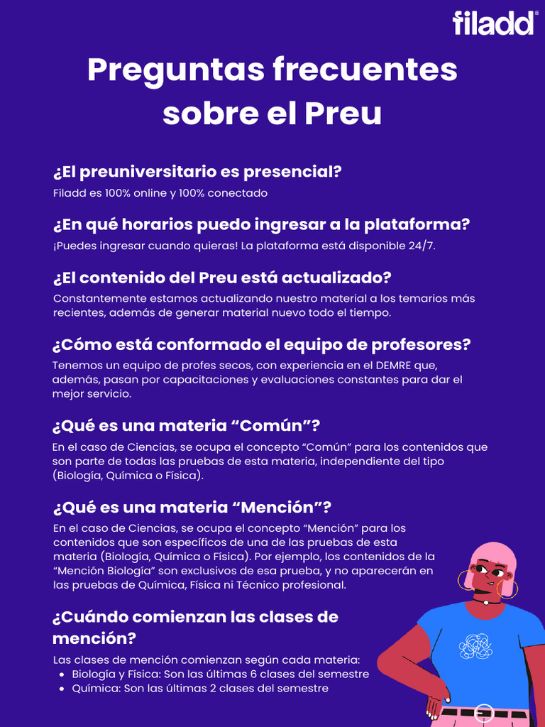 FAQ sobre el Preu Filadd: Clases y Recursos | PDF