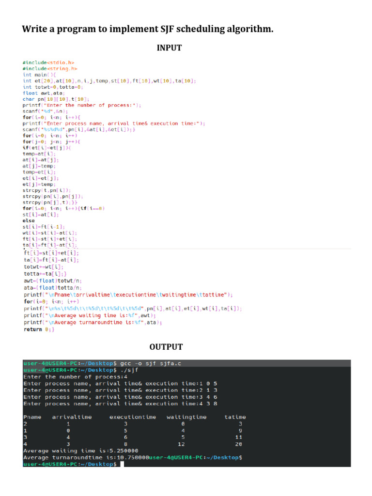 Os Practical SJF Scheduling | PDF