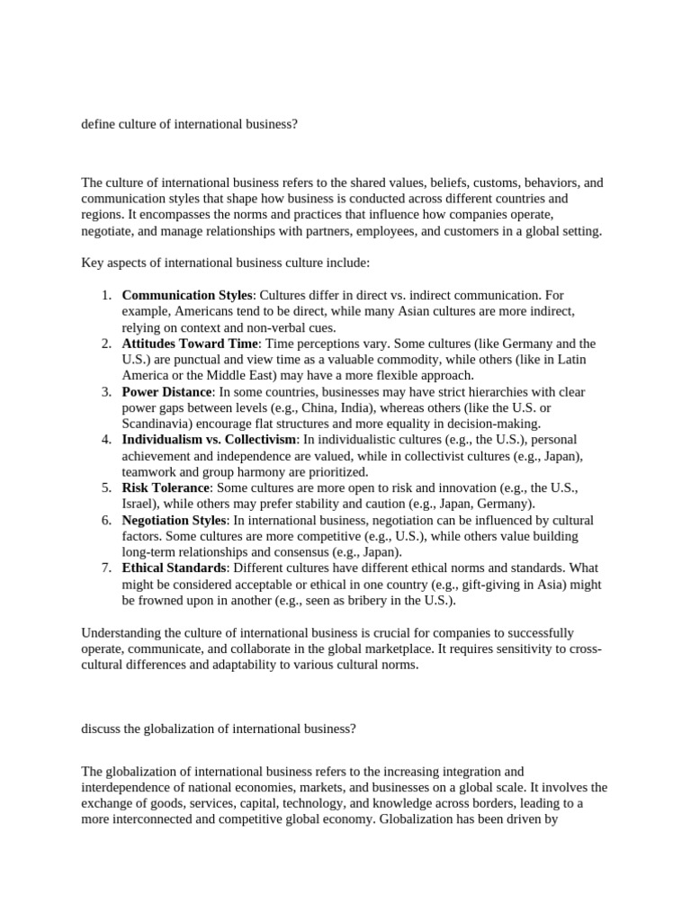 Culture and Globalization in Business | PDF | Globalization | Inflation