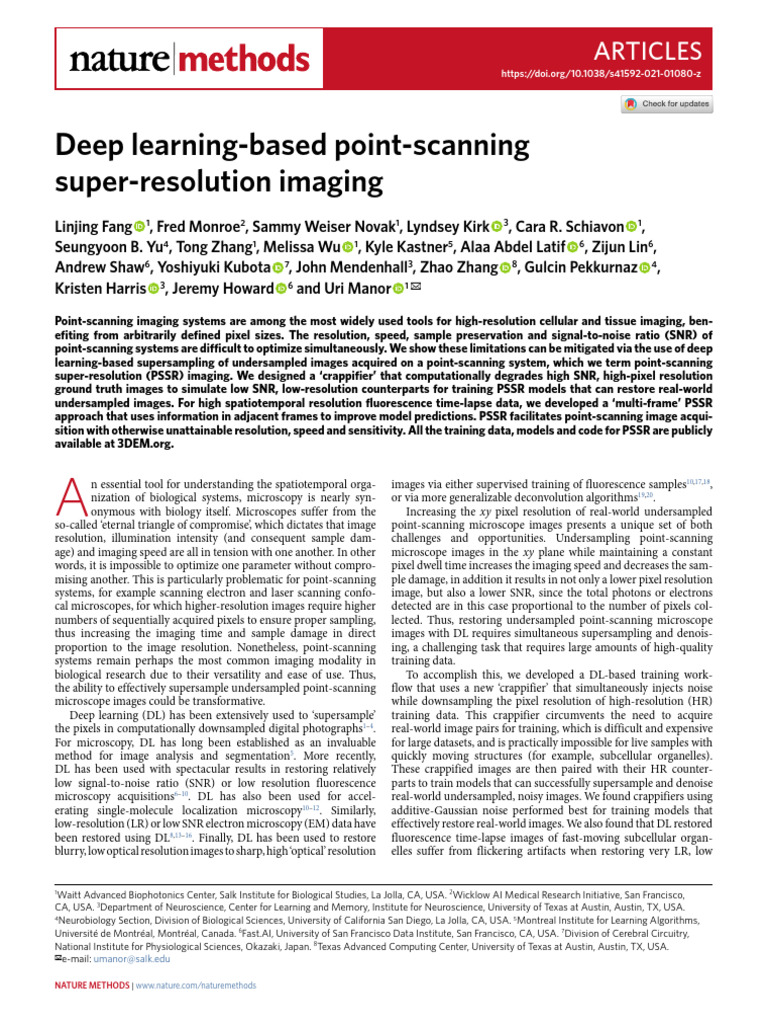 Deep Learning for Point-Scanning Super-Resolution | PDF | Microscopy ...