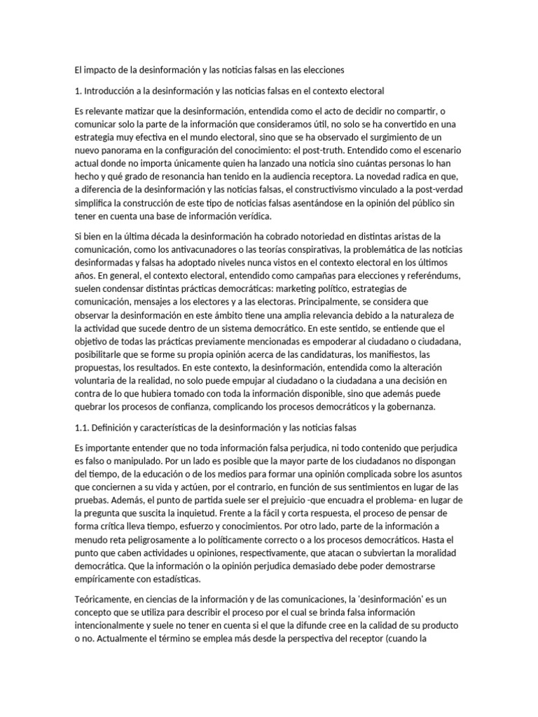 El Impacto de La Desinformación y Las Noticias Falsas en Las Elecciones ...