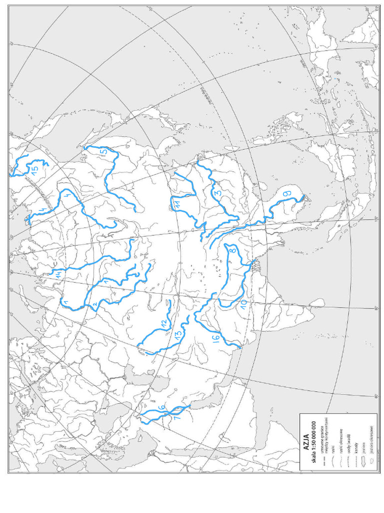 Mapa Azji - Rzeki | PDF
