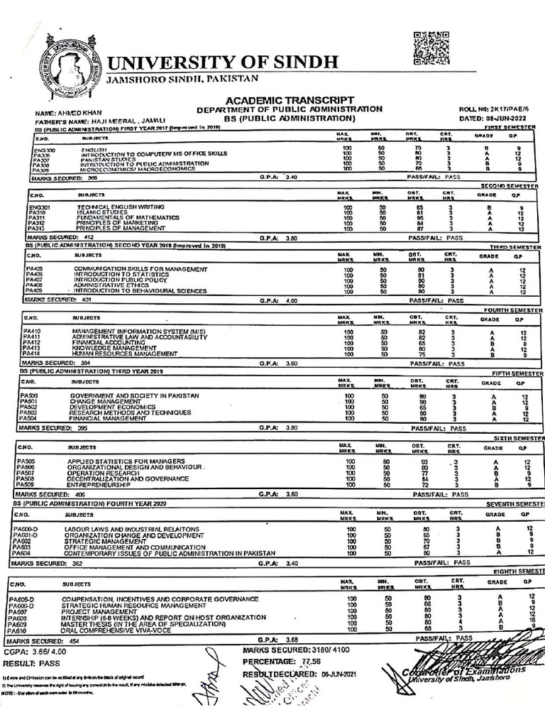 Public Administration Transcript PDF