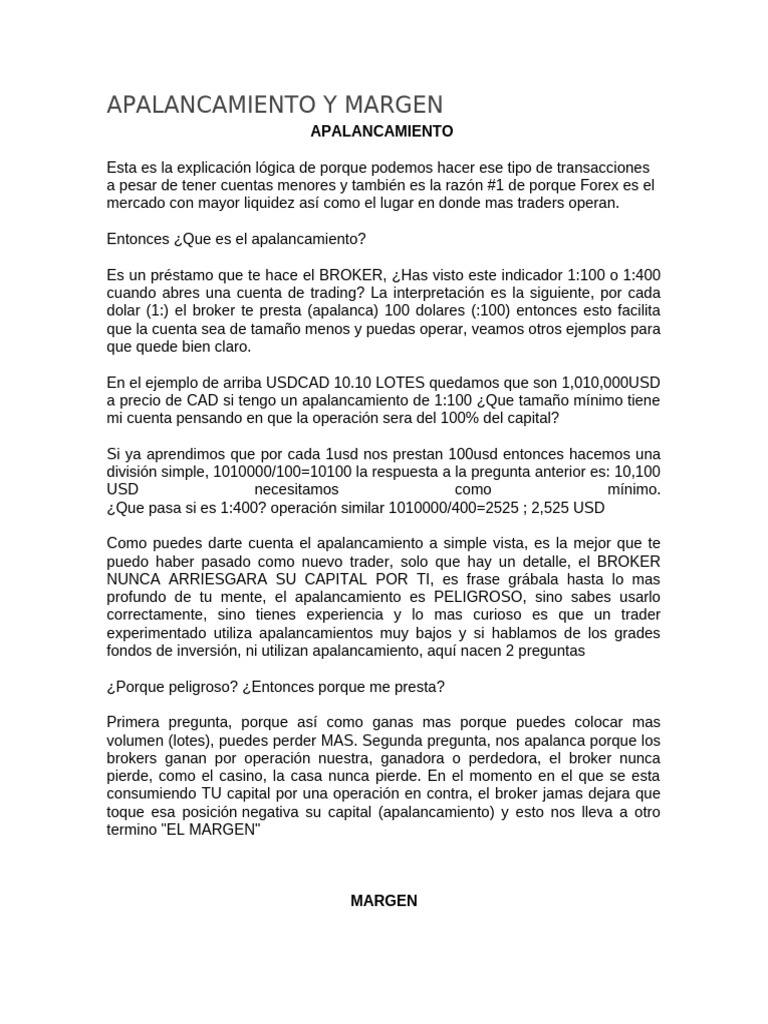 Apalancamiento y Margen en Trading | PDF | Comerciante (Finanzas ...