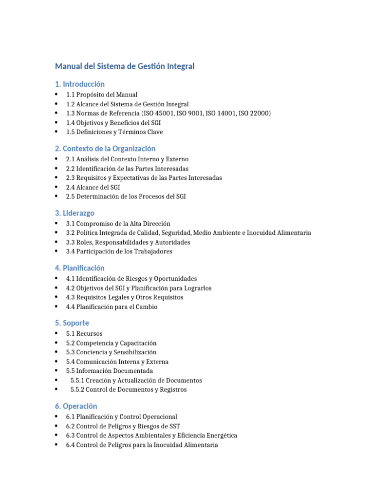 Manual del Sistema de Gestión Integral | PDF | Finanzas y dinero ...