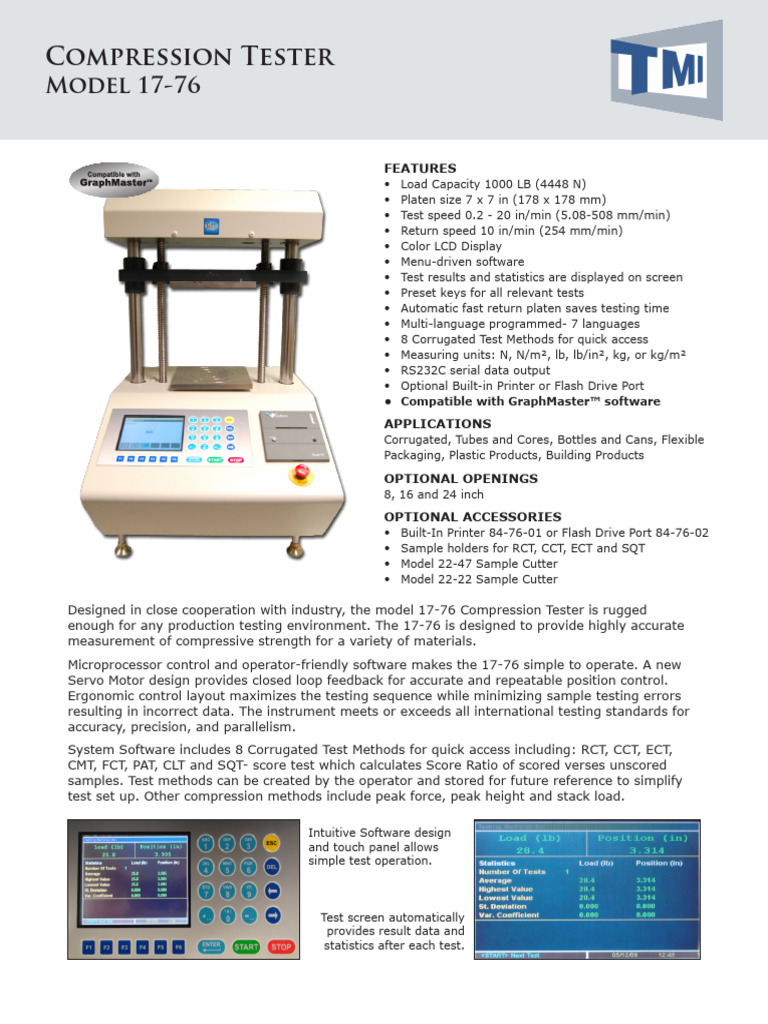 Model 17-76 Compression Tester Overview | PDF | Accuracy And Precision ...