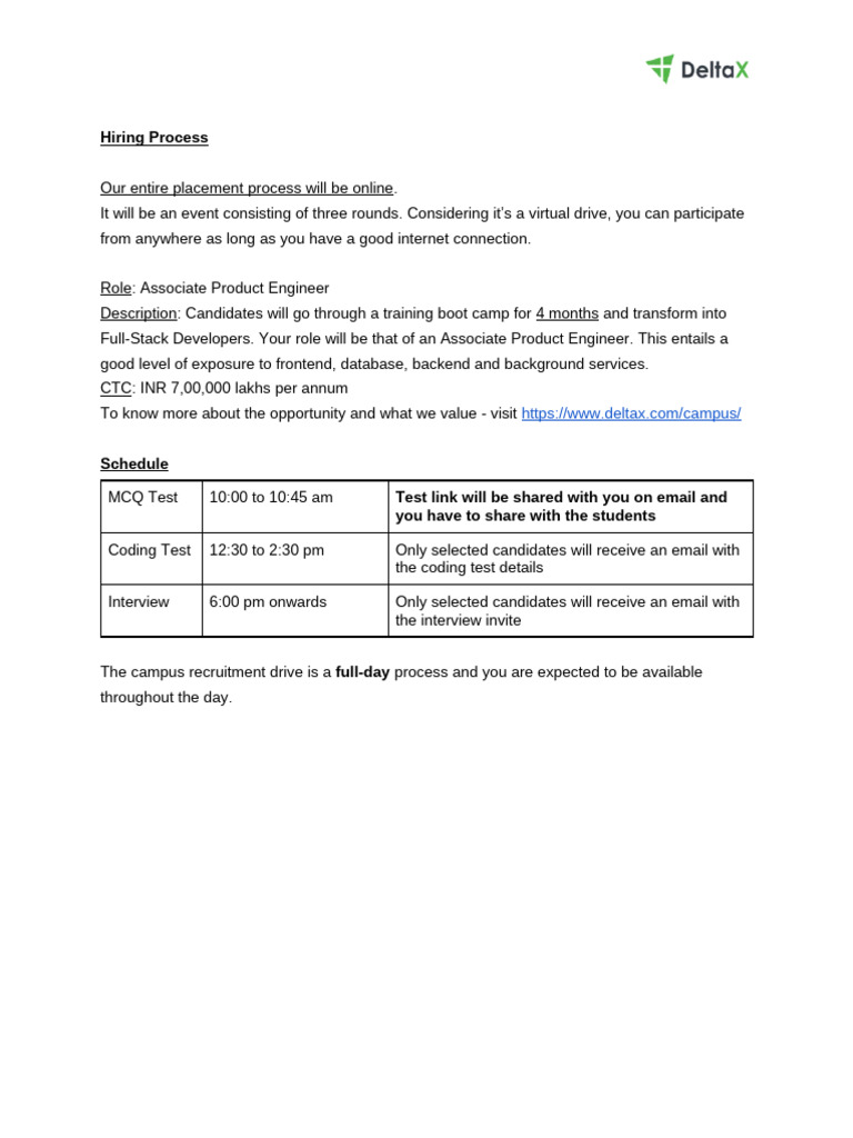 Virtual Hiring for Associate Product Engineer | PDF