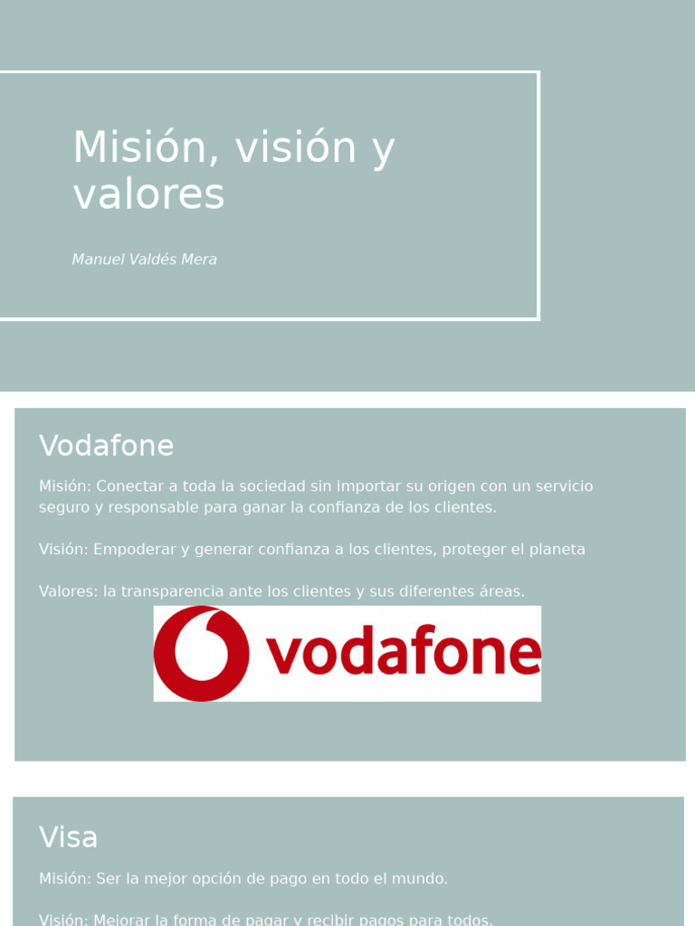 Misión, Visión y Valores | PDF