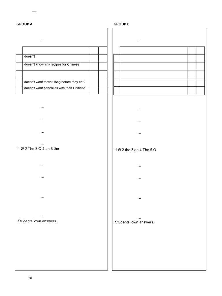 Focus 1 2E Test Unit2 ANSWERS | PDF | Eating Behaviors Of Humans | Food ...