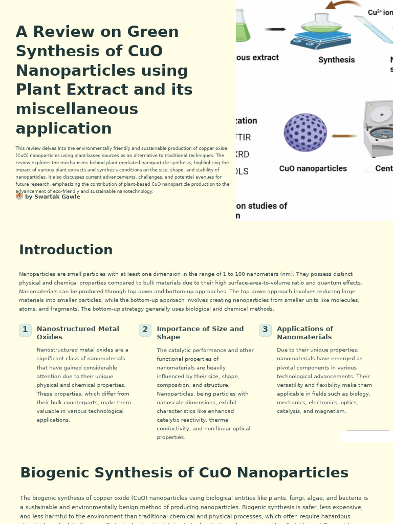 Green Synthesis of CuO Nanoparticles | PDF | Nanomaterials | Nanoparticle