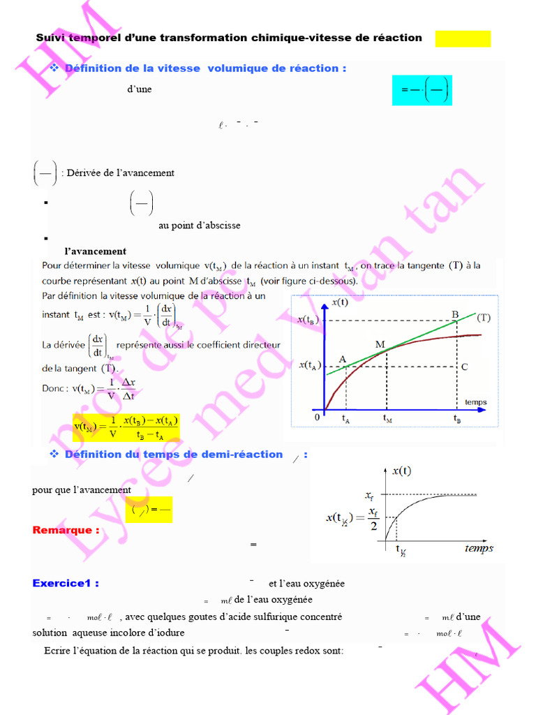 Vitesse de réaction et transformations chimiques | PDF | Manganèse ...