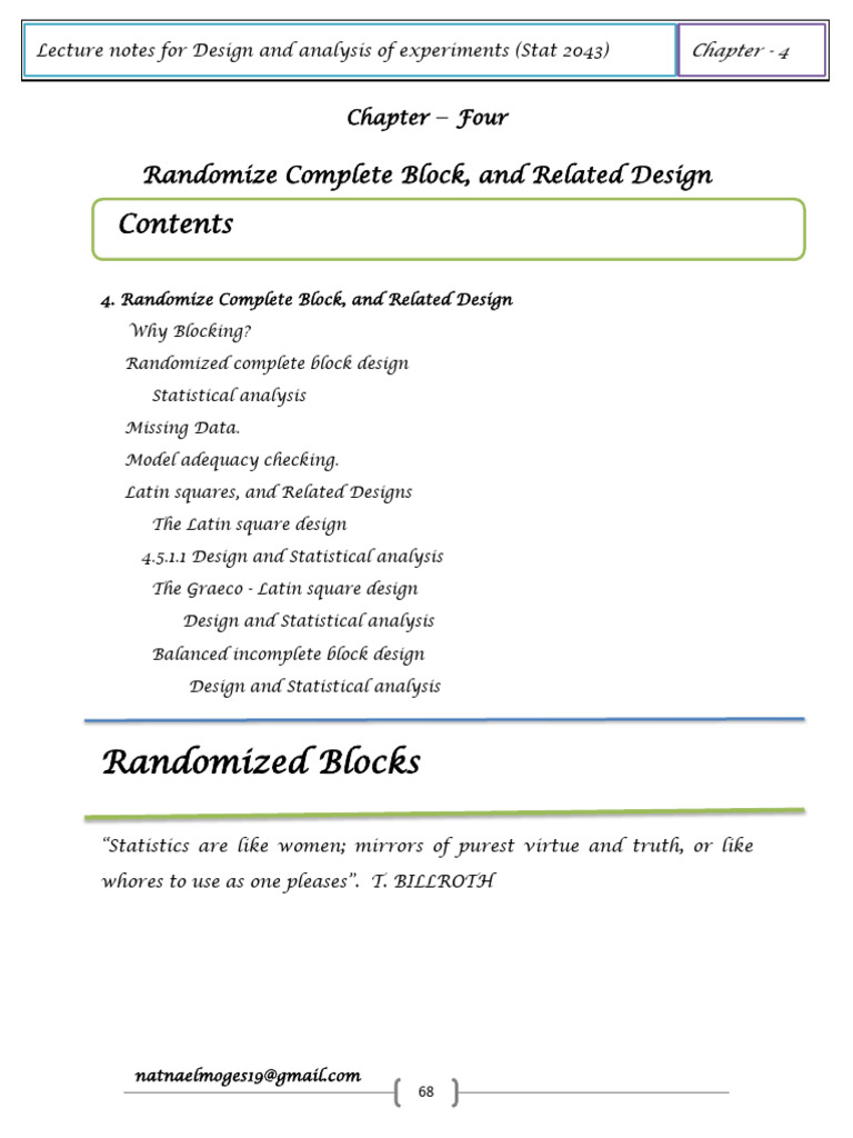 RCBD in Experimental Design Analysis | PDF | Errors And Residuals ...