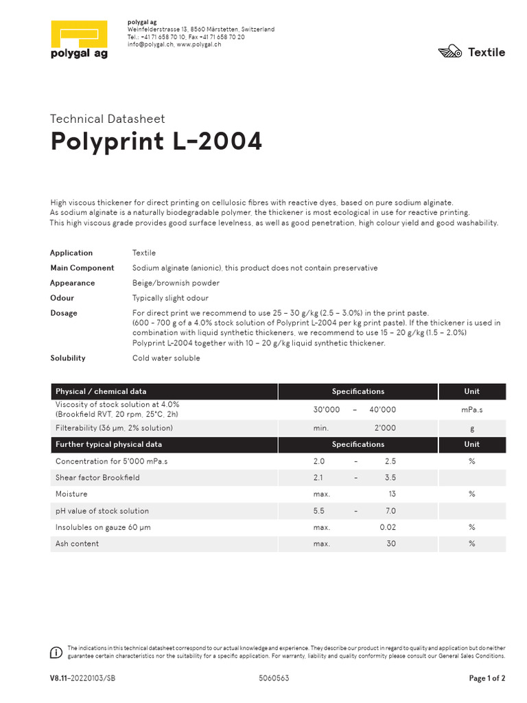 TDS Polyprint L-2004 V8.11 | PDF | Chemistry | Materials