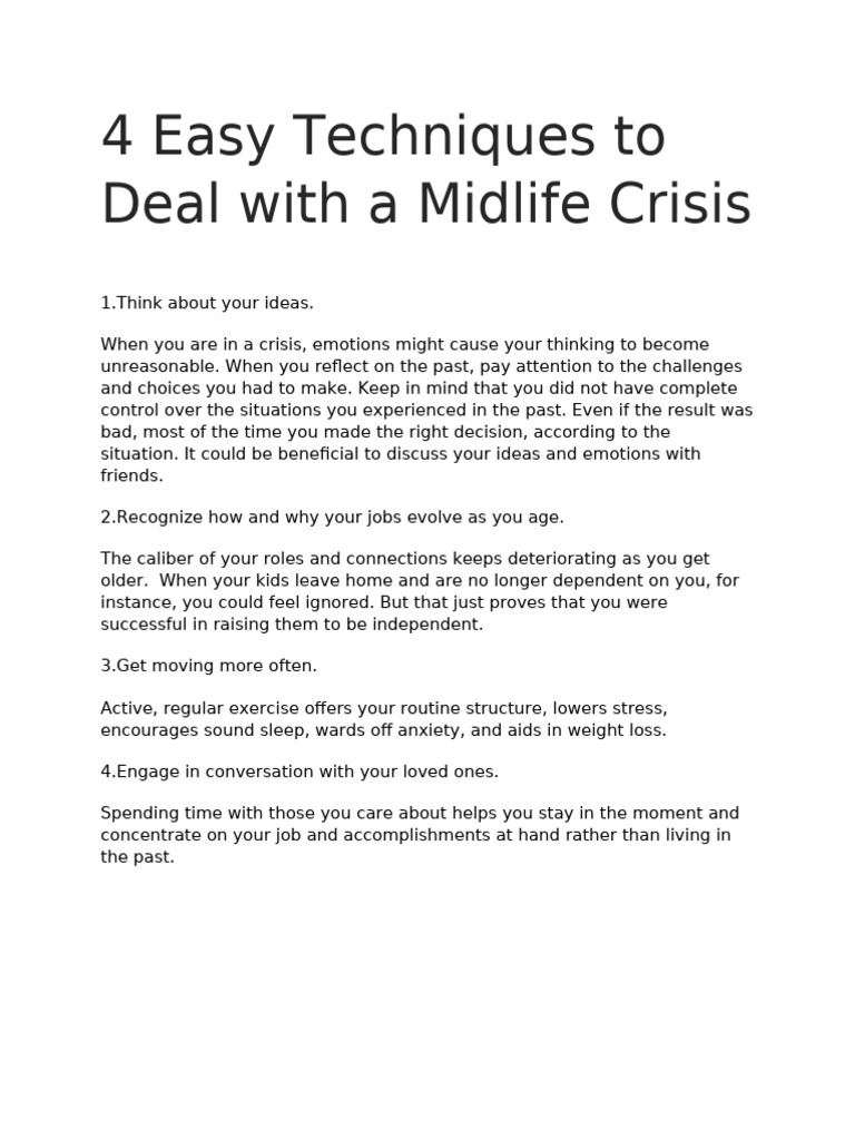 4 Easy Techniques To Deal With A Midlife Crisis | PDF | Self ...