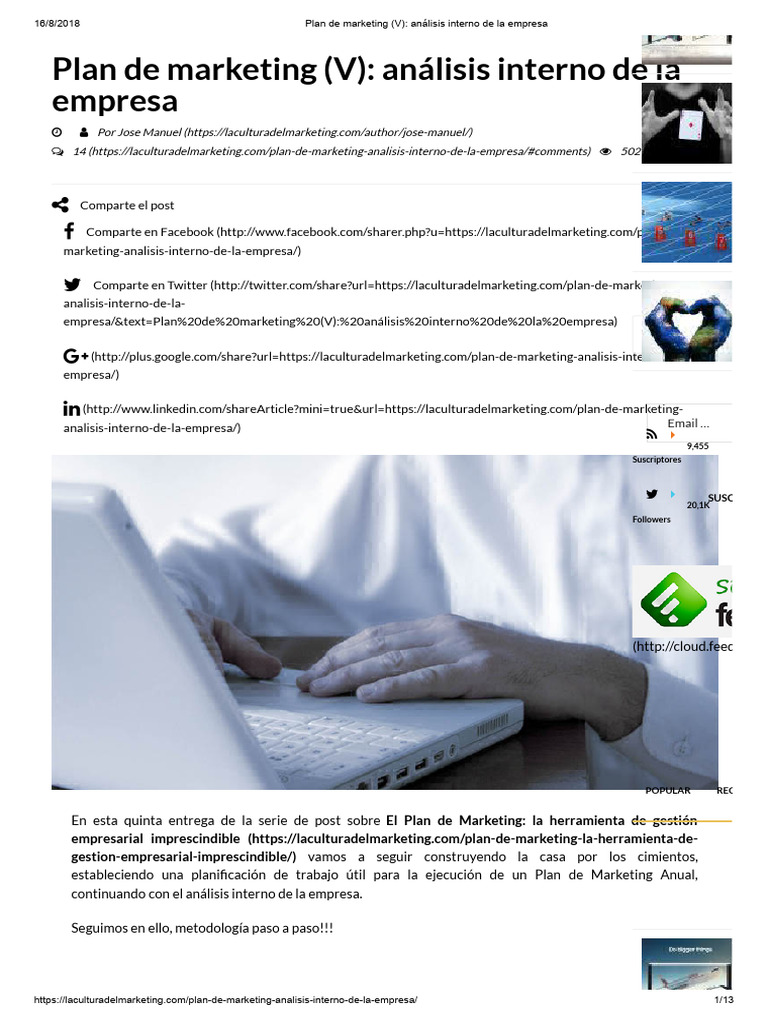 Análisis Interno en el Plan de Marketing | PDF | Marketing | Business