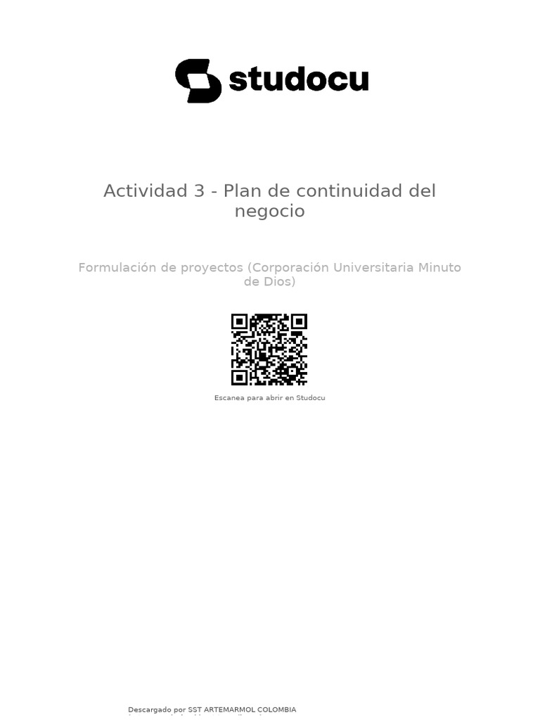Plan de Continuidad del Negocio y Riesgos | PDF | Business ...