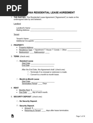 California Residential Lease Agreement