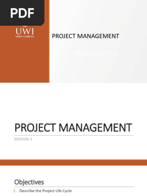 SESSION 2 The Project Life Cycle and PMI Project Management Framework The Bahamas student