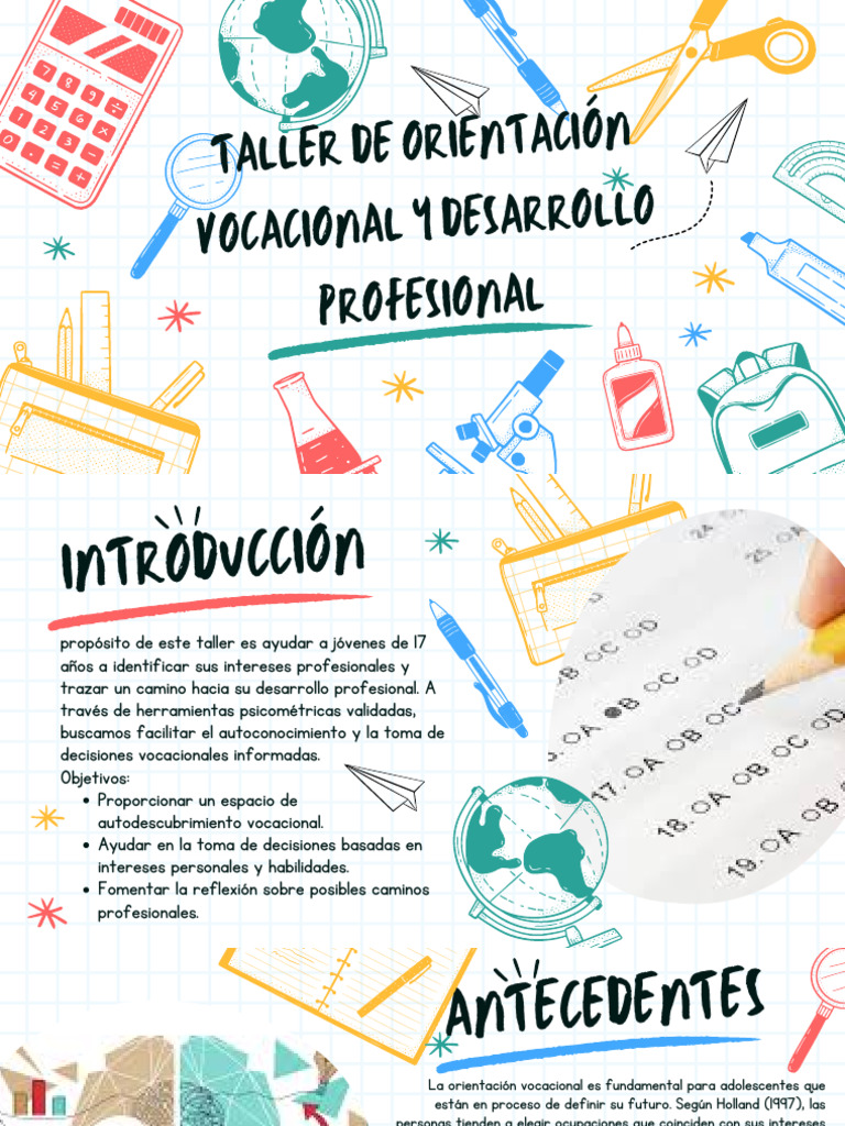 Taller de Orientación Vocacional y Desarrollo Profesional | PDF | Toma ...